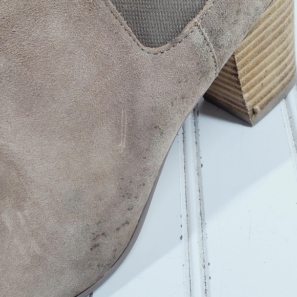 Sole Society Brown Taupe Suede Almond Toe Block Heel Ankle Boots i259 - Picture 13 of 14